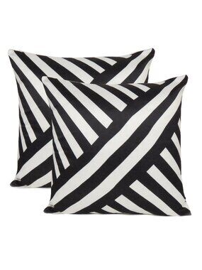 Oussum Decorative Stripes Vector Pattern Cotton Washable Cushion Cover Set of 2